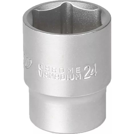 Llave de vaso de 1/2 pulgada, 6 ángulos, 24 mm, acero cromo-vanadio CRV (1/2)
