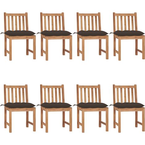 Lot de 8 Chaises de jardin - Chaises d'extérieur pour terrasse/jardin avec coussins Bois de teck massif BV222520 - BonneVie (1/5)