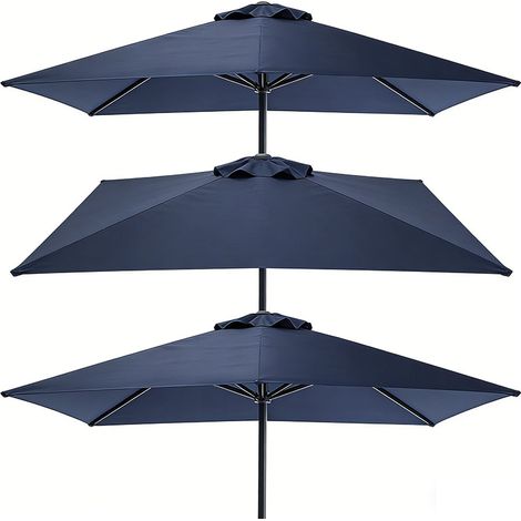 3er-Set  14.8 Ft Double Sided Outdoor Umbrella Rectangular Large with Crank (Navy blue)(No Base)