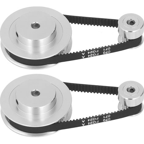 2 Poulies GT2 Aluminium Synchrone 5mm Alésage + 2 Courroies 200x6mm Denture 6mm (1/5)