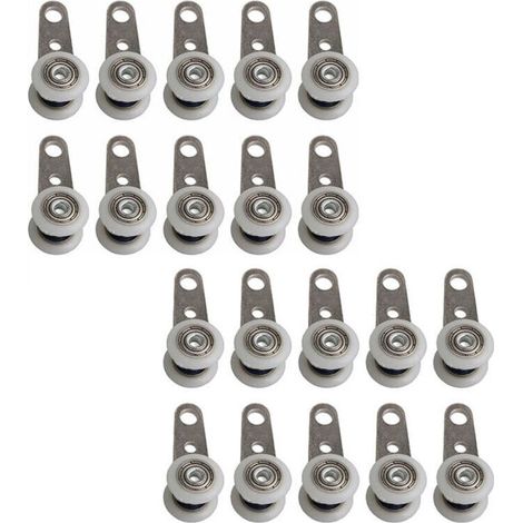 Set mit 20 Rollen für Terrassen- und Schiebetüren – Metall und Kunststoff – 4,5 x 1,9 cm