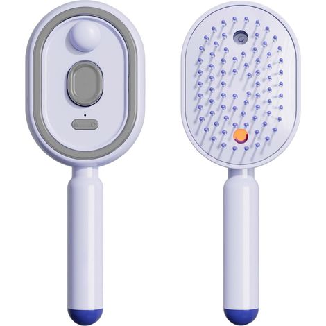 Brosse à vapeur électrique, fer à lisser à vapeur rechargeable avec spray, peigne démêlant antistatique 3 en 1 et massage à coussin d'air, outil de coiffure portable sans fil (1/5)