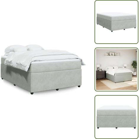 Boxspringbett mit Matratze Hellgrau 140x200 cm Samt - Boxspringbett - Boxspringbetten - Bett - Bett Mit Stauraum (1/5)