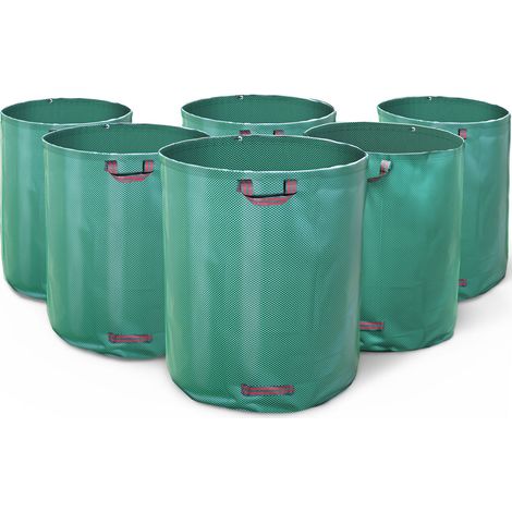 VOUNOT® 500 Liter Gartensack Gartenabfallsack mit Griffen, Laubsack für Grünabfall, 6er Set