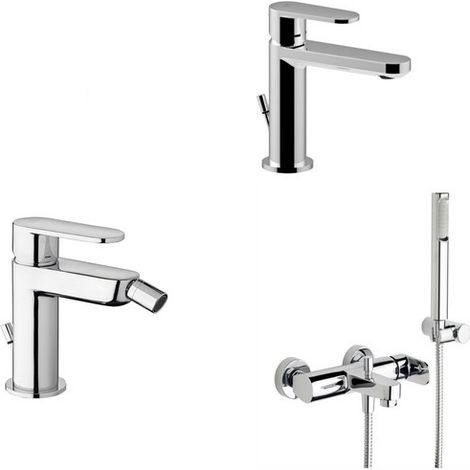 Composizione Candy, miscelatori lavabo, bidet e vasca con