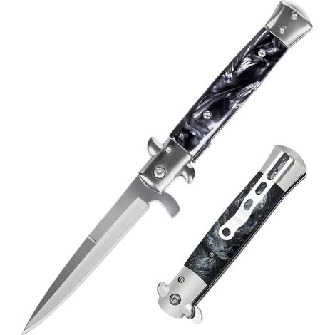 Klappmesser mit Gürteltasche & Messerschärfer, Einhandmesser Edelstahl, Outdoor Geschenk