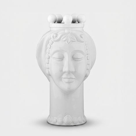 Vaso decorativo in ceramica volto Frangipani - Bianco (1/3)