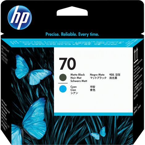 HP 70 Testina Stampante Ad Inchiostro Originale Ciano Nero Opaco (1/3)