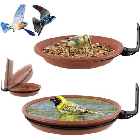 Suministro de agua para pájaros (tercera planta), Comedero automático aves silvestres, Baño pájaros desmontable barandilla balcón, Diámetro 20 cm (1/5)
