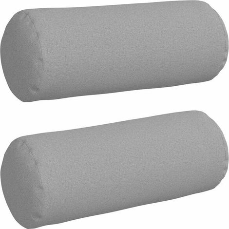 Coussins décoratifs, 2 pièces, gris nuage, 15 cm de diamètre x 40 cm de hauteur, en tissu. (1/5)