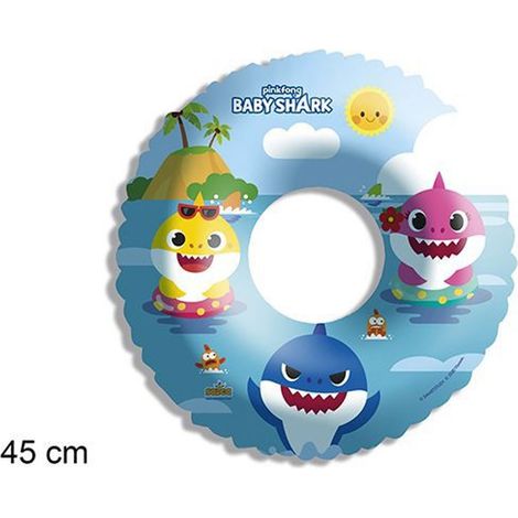 TRADE SHOP - Ciambella Gonfiabile Baby Shark Mare Piscina Nuoto Per Bambini Salvagente 45 Cm -