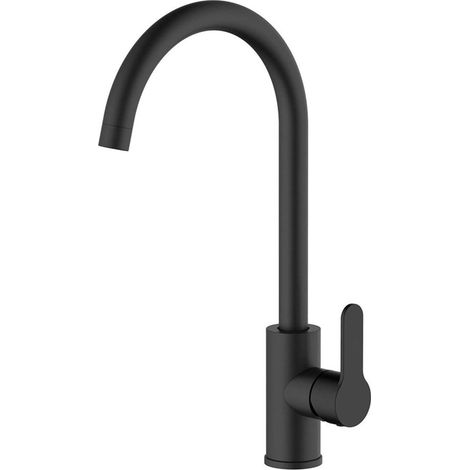 Robinet de cuisine mitigeur à bec haut, noir mat, série Miño