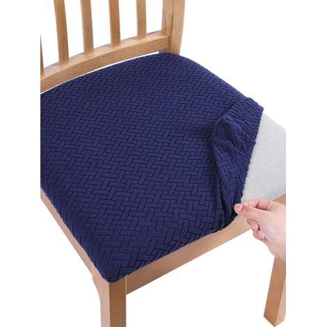 2 einfarbige Stuhlkissenbezüge, weicher und bequemer Sitzschutz für Stühle im Wohnzimmer, Esszimmer und Küche, rutschfest, marineblau (1/5)