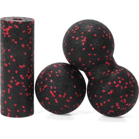 Set di palline da massaggio da 3 pezzi: rullo in schiuma per massaggio muscolare, palla per massaggio fasciale, palla da squash a doppia faccia, palla da massaggio per uso personale, allevia la tensio (1/5)