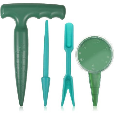 Lot de 4 outils de plantation, distributeur de semis à main réglable, distributeur de semis, perforateur, distributeur de semis pour serre de jardin, plantoir à semis, outils à main (1/5)