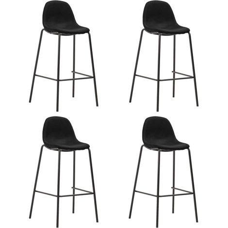 Lot de 4 tabourets de bar en velours "Ima" - Noir - L 47 x P 43 x H 105 cm - Livraison gratuite (1/5)