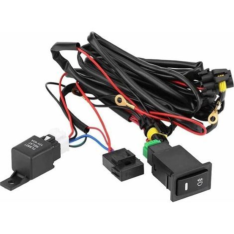 Faisceau antibrouillard - antibrouillard universel Cablage Antibrouillard Polo 4 12V universel voiture LED antibrouillard interrupteur marche/arrêt faisceau de câbles fusible Kit de relais A (1/5)