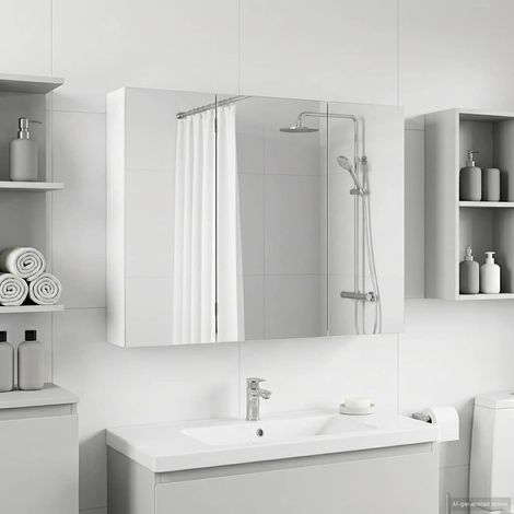 vidaXL Bathroom Mirror Cabinet with Shelf White 100 x 14.5 x 70 cm