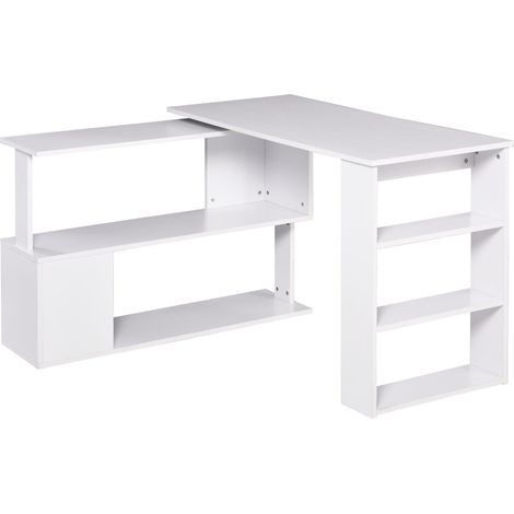 Scrivania da Ufficio ad Angolo in Legno 120x100x74 cm  Bianca (1/5)