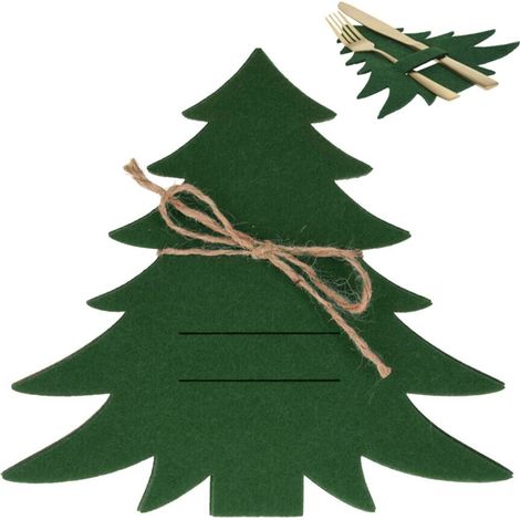 Couverts de noel en feutre - sapin de noel lot de 4 vert (1/3)