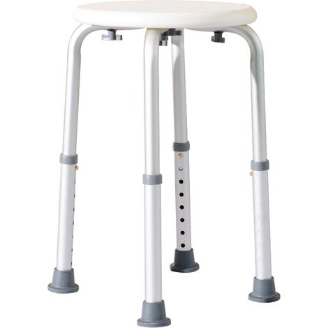 Tabouret de Douche Réglable en Hauteur, Siège de Douche Ergonomique avec Pieds Antidérapants, Charge Maximale 136 kg, Aluminium et HDPE, Blanc (1/5)