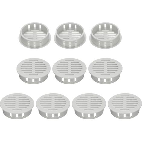 10 Pieces 35mm/1.4 Inch Circular Air Vent Grille Cover Soffite Plastic Light Grey for Bathroom Kitchen Wardrobe (1/5)