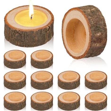 12 Teelichthalter aus Holz, Votivkerzenhalter für Weihnachtsdeko (1/5)