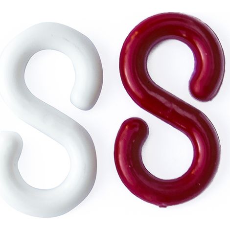 Gancio a S Ø 8 mm. in plastica bianca e rossa - 4 pz.