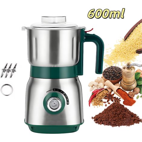 Moulin à café 600 ml, Moulin à Grains Électrique 500W, Broyeur humide et sec, Acier inox, Commande par bouton, pour Noix Épices etc (1/5)
