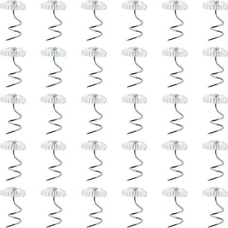 Clous Pour Canapés - 30 Pièces - Acier Et Plastique - Fixation Spirale - Housses Et Jupes De Lit - Transparent (1/5)