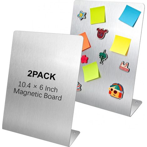2 pièces de Tableau d'écriture magnétique en métal en forme de L - Tableau magnétique vertical en forme de L avec surface effaçable - 26,3 x 15 cm - Tableau magnétique portable pour cuisine, bureau (1/5)