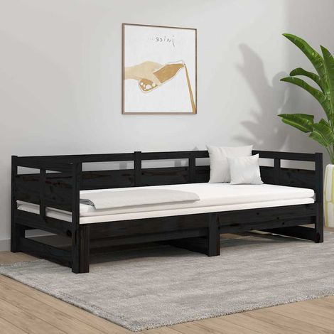 Pull-out Day Bed without Mattress Black 2x(90x190) cm vidaXL (1/5)