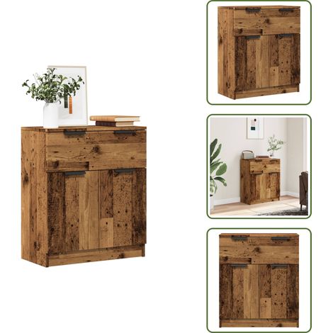 Aparador de madera envejecida - vidaXL Aparador de madera de ingeniería envejecida 60x30x70 cm - Aparador de salón