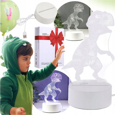 Lámpara infantil con forma de DINOSAURIO LED 3D 3 MODOS de luz Grabado (1/5)