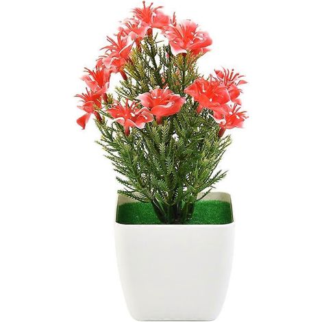 Fleurs artificielles d'extérieur avec pot, pour la décoration de votre maison et jardin.rouge (1/2)
