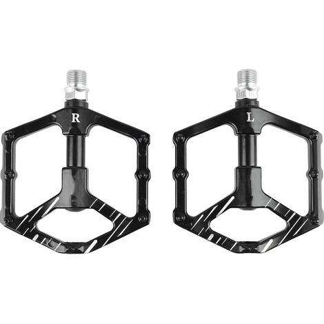 2 Pièces Pédales Vélo en Alliage d'Aluminium Noir Universel pour Adultes Enfants Cyclisme Route