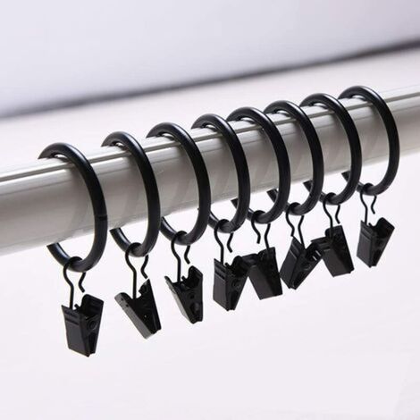 Set mit 30 Gardinenclips, Mehrzweck-Gardinenclips mit Ringen von 35 mm Durchmesser – Schwarz – Fei Yu (1/5)