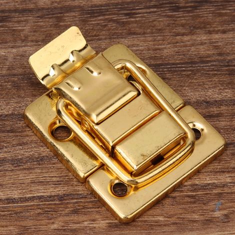 10 Fermoirs à Crémone Dorés pour Valise, Malle et Coffre en Acier Inoxydable 28x40mm (1/5)