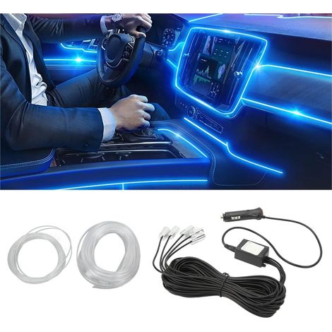 Umrüstbare LED-Ambientebeleuchtung für Autos mit Lichtleiter, Fernsteuerung über mobile App, siebenfarbige, soundaktivierte Dekoleuchte mit kühlem Licht (ein bis fünf Einheiten, 6 Meter lang) (1/5)