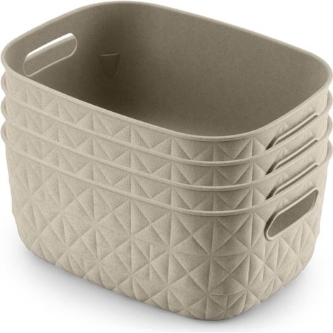 Lot de 4 paniers de rangement 4 L, pour salle de bain, salon, cuisine, blanc craie