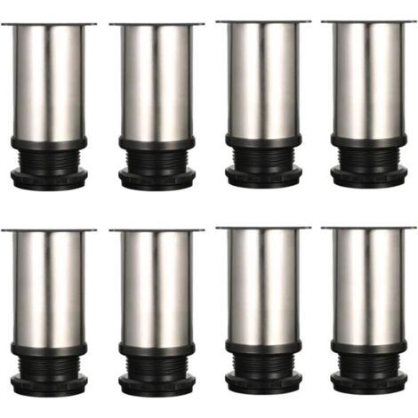 Lot de 8 Pieds de meubles, réglables Pied pieds de meubles - Chrome Métal - Hauteur réglable (Total: 80-95mm) (1/5)