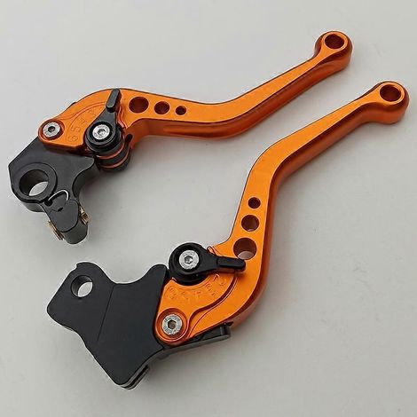 Convient aux motos Ducati, Scrambler, sans modification, freins réglables en alliage d'aluminium, leviers de guidon (tige courte orange) (1/5)