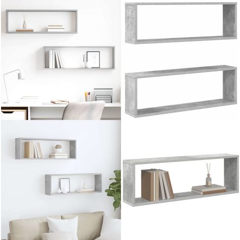 Étagères cube murales 2 pcs gris béton bois d'ingénierie - Etagere Murale - Etageres Murales - Étagère Cube - Étagères Cubes - Décoration Murale - Home & Living (1/5)