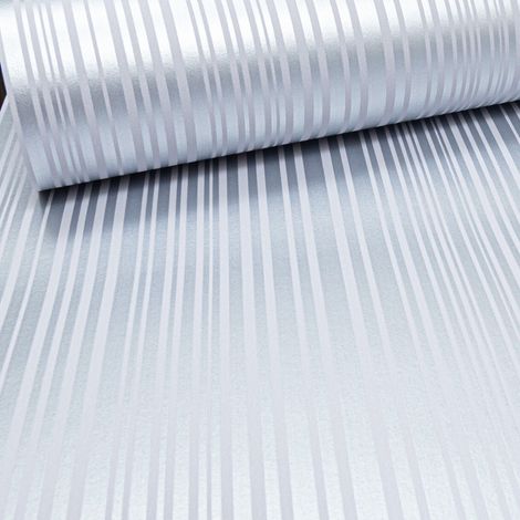 Arthouse Barcode Stripe Metallic Silver & White Shimmer Shine Striped Wallpaper (1/5)