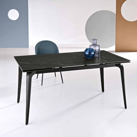 Tavolo in pietra effetto marmo Nero allungabile a 240 cm FELIX (1/3)
