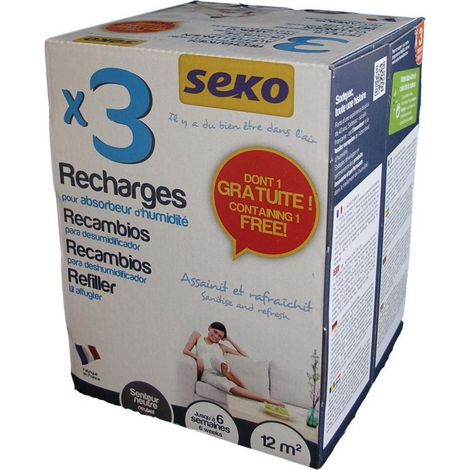 Pour absorbeur d'humidité  3 recharges 350g dont 1 gratuit Neutre - SEKO