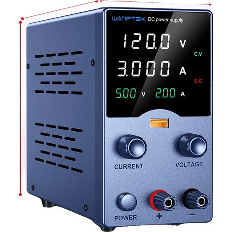 Alimentation électrique DC, tension réglable, interface USB, GA1203L 120V 3A (1/2)