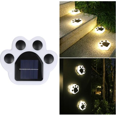 Lampe solaire LED (lumière chaude, 1 pièce), éclairage extérieur, lampe décorative motif empreinte de patte d'animal, compatible avec jardin, allée, terrasse, camping, décoration estivale (1/5)