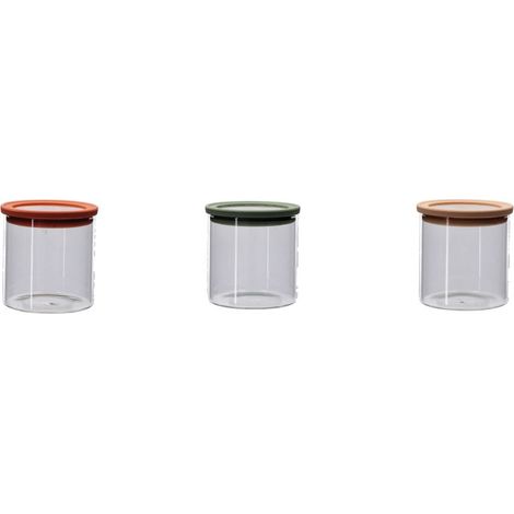 1 Pezzo Barattolo da Cucina in Vetro Borosilicato Tondo 11 x 11 cm 3 Colori