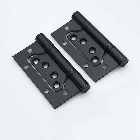 Charnières en Acier Inoxydable, 4 Pouces Rectangulaire Feuille 100mm Charnières de Porte, Noir，4pcs